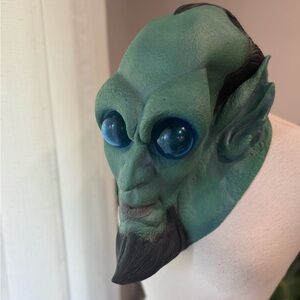 Green Alien Goblin Mask w/ Blue Dome Eyes – Adult‎ One Size